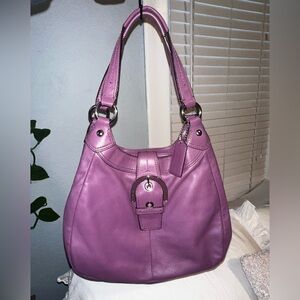 Coach Purple Leather Shoulder Bag